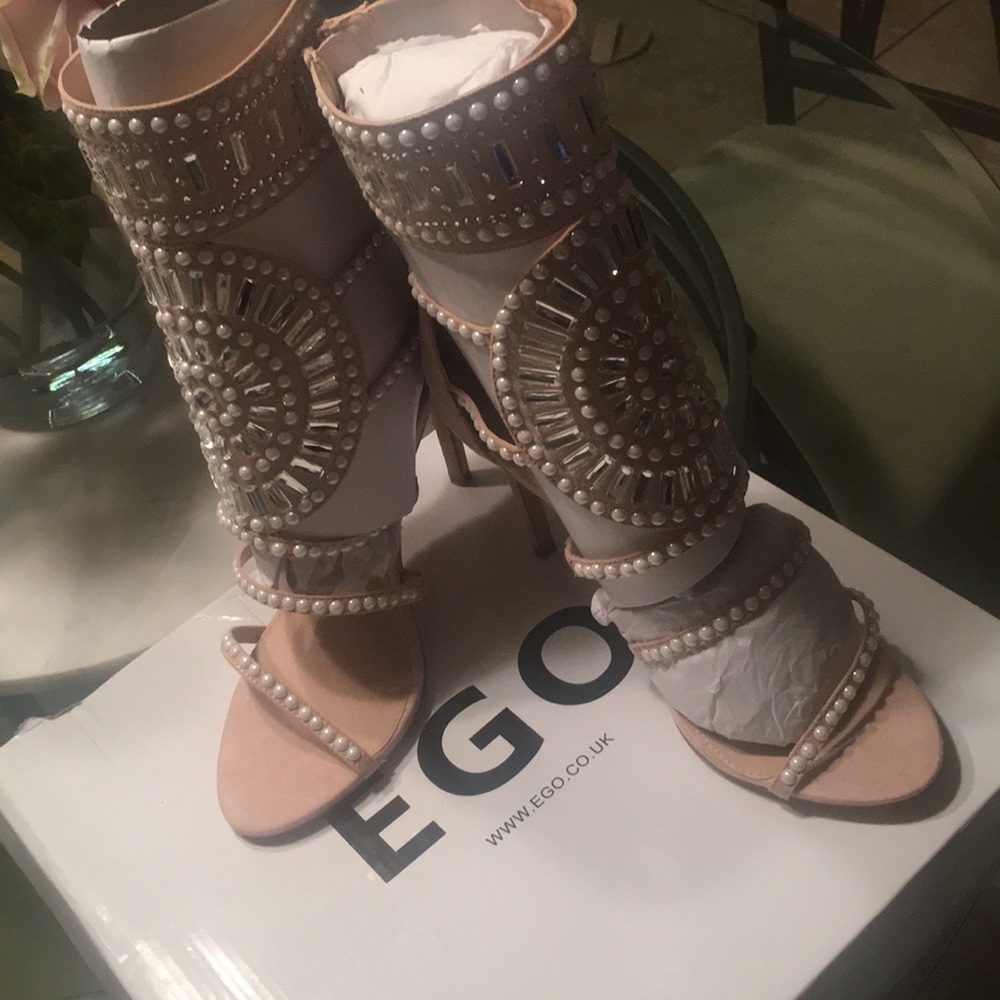 Brand new EGO official nude embellished heels
